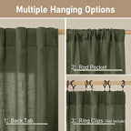 Olive Green 72 inch Linen Curtains - Image 2