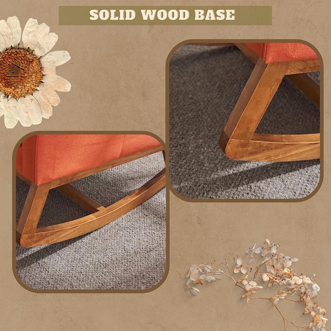 VINGLI Orange Linen Rocking Chair Nursery - Image 5