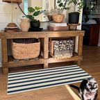 Front Door Mat Indoor Entrance, 2x4.3 Ft Blue and White Striped Rug | Washable - Image 8