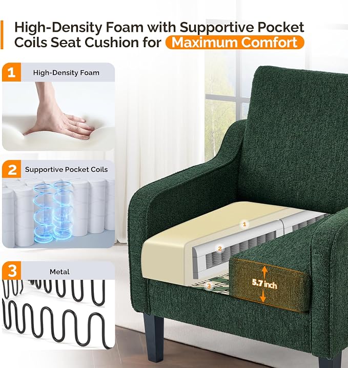 VINGLI Accent Chair for Living Room Chairs Reading Chair for Bedroom Chair - Image 4