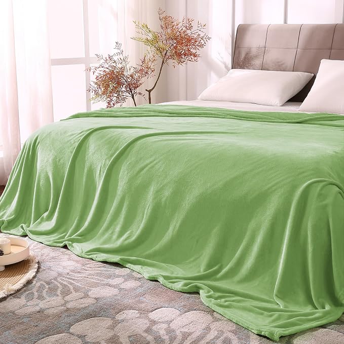 BEDELITE Fleece Blanket Soft Plush King Bed Blanket Grass Green 108"x90" | by BEDELITE