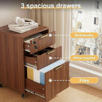 3 Drawers Fluted Mobile File Cabinet - Image 5