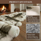 Reindeer Pattern Faux Fur Area Rug, 6.7'x2.3' Plush Machine Washable Runner - Image 5