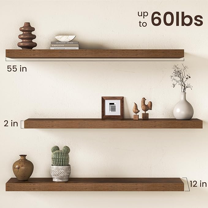 Floating Shelves 55Inch Long, 12 Inch Deep Floating Shelves - Image 3