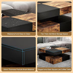 HedoAjim LED Coffee Table for Living Room, Living Room Table 2-Tier Square - Image 8