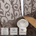 Furman Cafe Curtains 30 Inch Length 2 Panels Set, Elegant Geometric Jacquard - Image 3