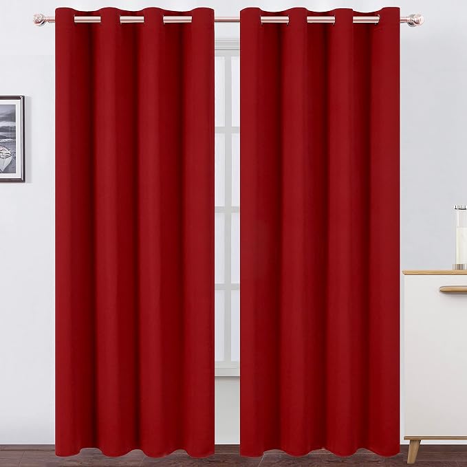 Red Thermal Blackout Curtains/52 x 108 Inch/Set of 2 Panels Room Darkening by Lemomo