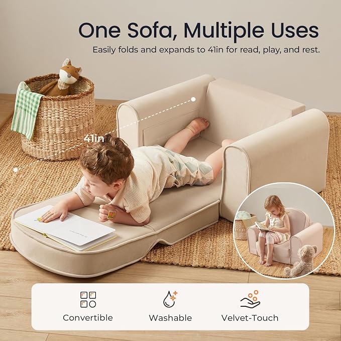 Tiny Land 2-in-1 Foldable Kids Couch - Image 2