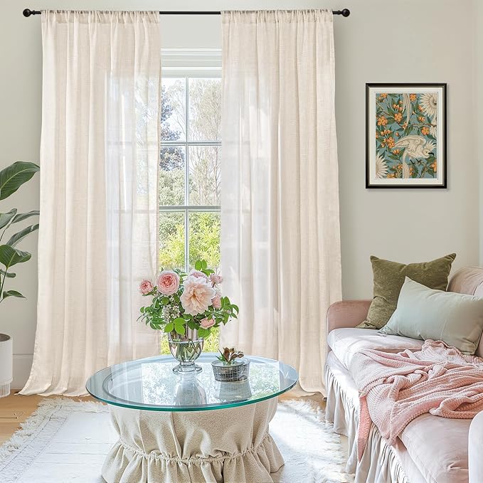 BGment Oatmeal Linen Curtains 52 X 96 Inches Long - Image 2