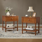 AMERLIFE 24" Wooden Nightstand Set of 2, Vintage Bedside Table - Image 9