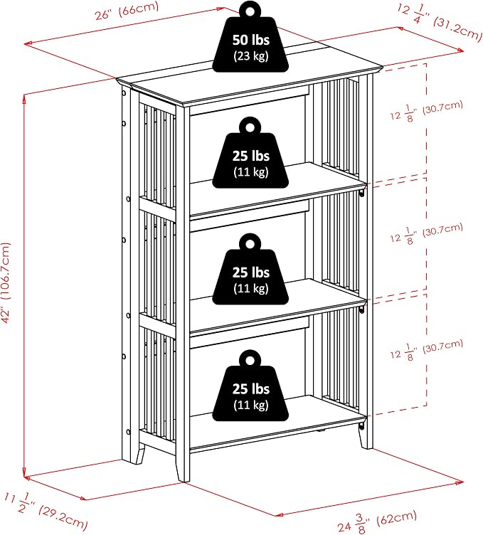 Winsome Mission Beech Wood 4-Tier Shelf - Image 3