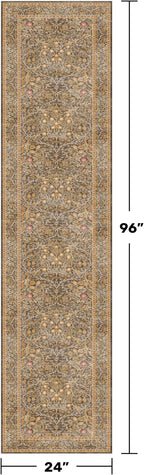 Non Slip 2x8 Gold Brown Long Runner Rug, Washable Runner Rug - Image 2