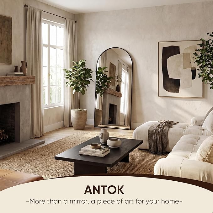 Antok 71" x28” Arched Full Length Floor Mirror, Free Standing/Wall Mount/Leaning - Image 4