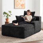 Boneless Chaise Lounge Couch Indoor, Small Corduroy Upholstered Sleeper Sofa - Image 8