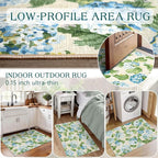 Front Door Mat Indoor Outside Entrance 2x3 Blue Hydrangea Entry Rug | Non-Slip - Image 7