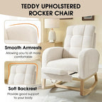 NIOIIKIT Modern Nursery Rocking Chair, Teddy Upholstered Rocking Chair - Image 6