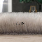 linmopm Faux Fur Sheepskin Rug, 2x6 ft Runner | Shag Fluffy Fuzzy, High-Density - Image 2