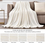 BEDELITE Ribbed Jacquard Off White King Size Blankets - Image 3