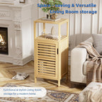 HITNET Bathroom Cabinet Freestanding, Small Bamboo Floor Cabinet, 4 Tier Single - Image 4