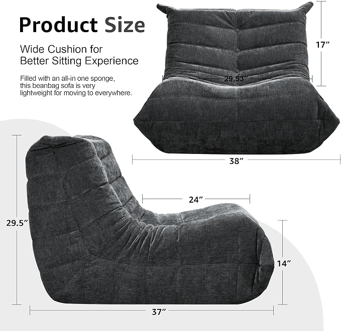 Bean Bag Chairs for Adults Giant Bean Bag Chair Memory Foam BeanBag Chair Bean - Image 2