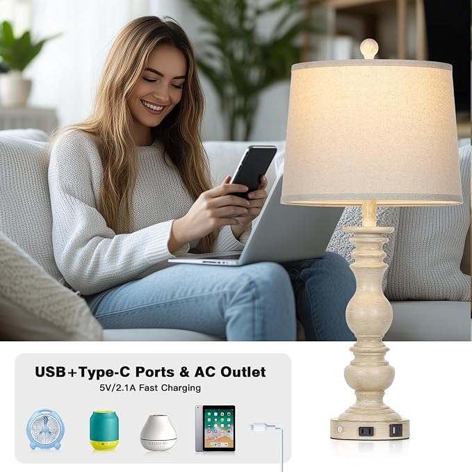 Cinkeda 28" Farmhouse Table Lamps Set of 2 - Image 6