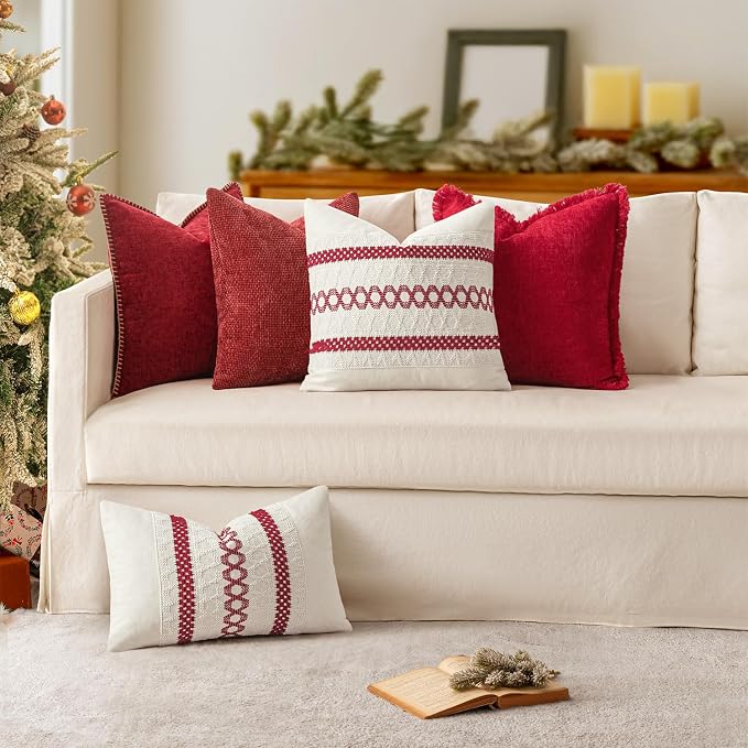 MIULEE Decorative Couch Throw Pillow Covers 18x18 Inch Red 2 Pack | Summer - Image 4
