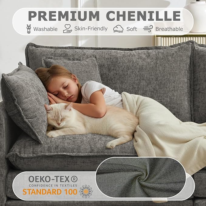 78” Modular Sectional Sofa, L Shaped Cloud Couch - Image 4