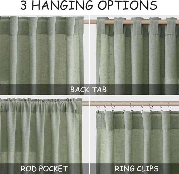 Desert Sage Linen Curtains 80 Inch Length - Image 2
