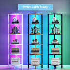 TUTOTAK Corner Shelf with LED Light, 6-Tier Corner Bookshelf - Image 4