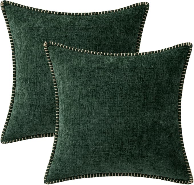 MIULEE Decorative Couch Throw Pillow Covers 18x18 Inch Dark Green 2 Pack | - Image 8