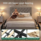 LARMACE Queen Size Bed Frame Upholstered Platform Bed - Image 6