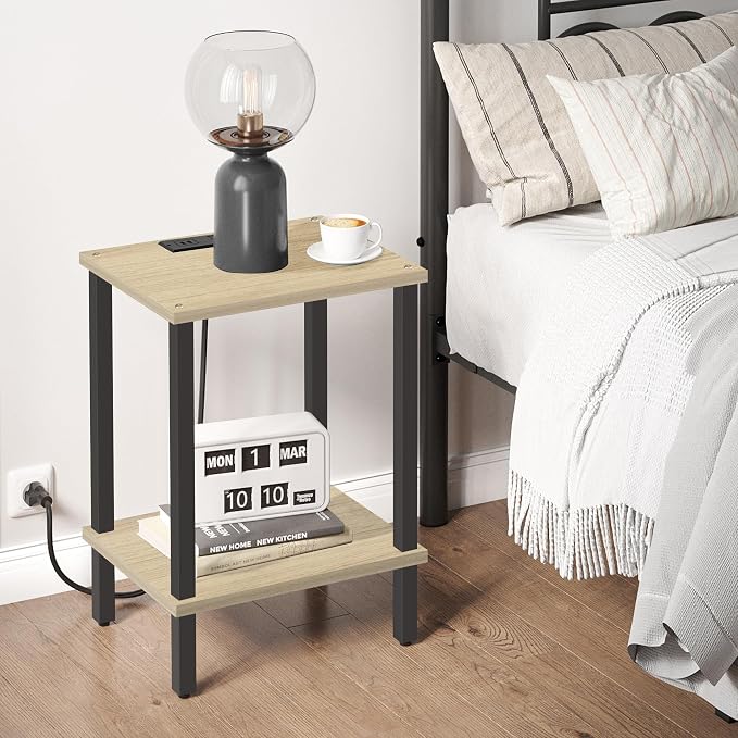 TUTOTAK End Table with Charging Station, Small Side Table with Outlets - Image 5