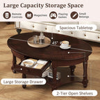 Merax 45" Vintage Oval Rubber Wood Coffee Table - Image 3