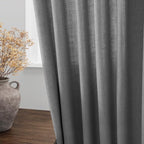 Dark Grey Linen Extra Long Curtain 108 Inches Long 2 Panels Set Back Tab Drapes - Image 4