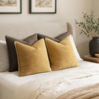 MIULEE Decorative Euro Sham Pillow Covers 24x24 Inch Gold 2 Pack | Mustard - Image 6