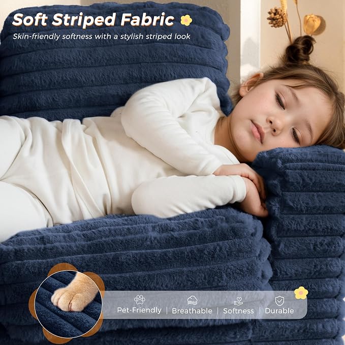 MAXYOYO Extra Wide Kids Bean Bag Chair, Comfy Faux Fur Bean Bag Sofa - Image 4