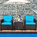 COSTWAY 3PCS Patio Furniture Set, PE Rattan Wicker Sofa w/Washable Cushion and - Image 4