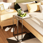 C Table Glass End Table, Couch Side Table, Tempered Glass Snack Side Table - Image 7