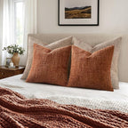 MIULEE Chenille Textured Fall Euro Throw Pillow Covers Burnt Orange 26x26 | Set - Image 5
