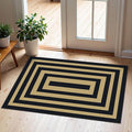 Front Door Mat Indoor Outside Entrance, 2x3 Black Tan Striped Rug | Non-Slip by Othilic
