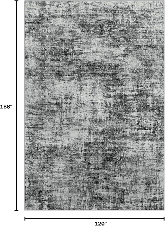 10x14 Area Rugs for Living Room: Washable Abstract Black Badroom Carpet | - Image 2