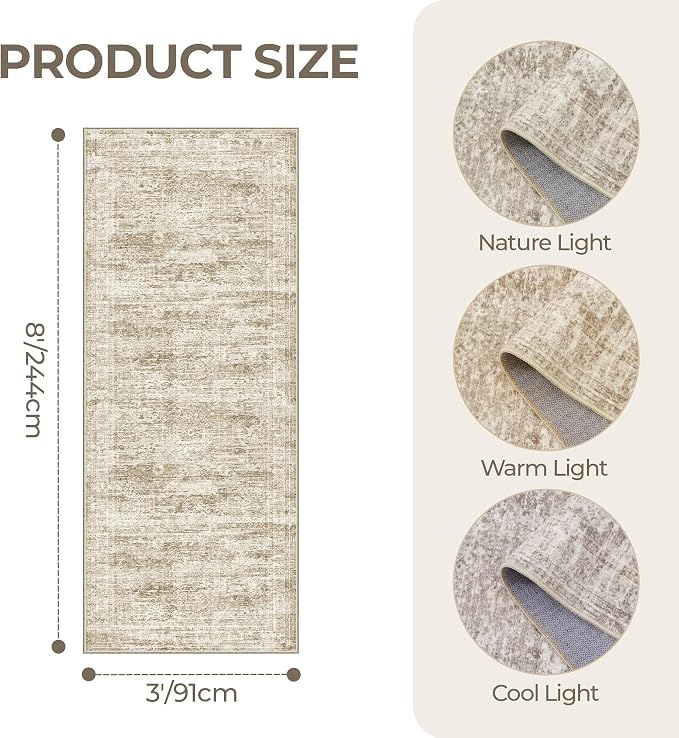 3x8 Runner Rug Non Slip, Washable Hallway Runner Rug, Nursery Room, Soft Runner - Image 2