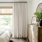 INOVADAY Linen Textured 100% Blackout Sliding Door Curtains 102x96 Beige | 1 - Image 8
