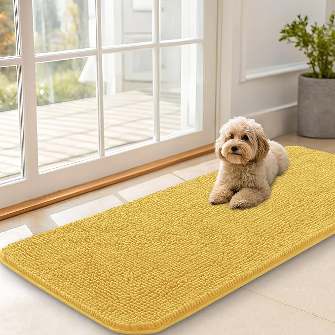 OLANLY Dog Door Mat for Muddy Paws 47x20, Super Absorbent Chenille Mud Mat | by OLANLY