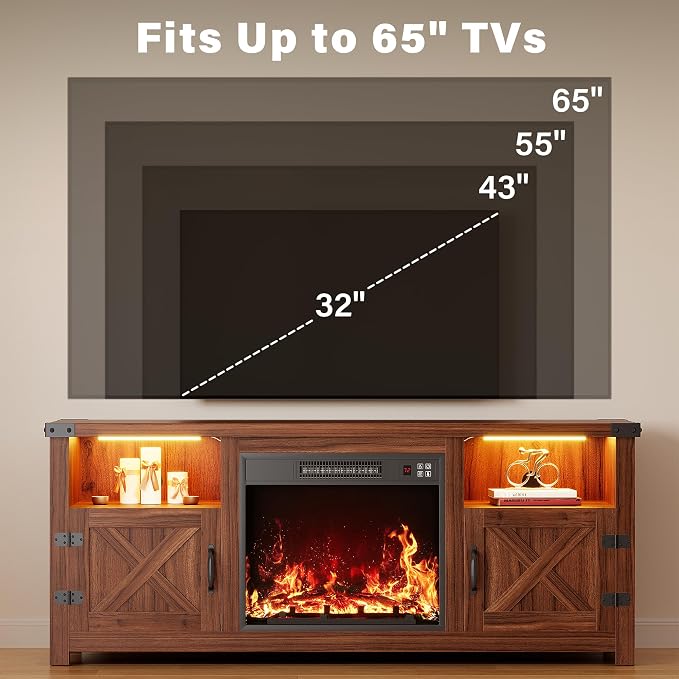 YESHOMY LED Fireplace TV Stand - Image 7