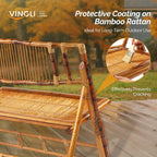 VINGLI Bamboo Rattan Folding Loveseat, Handmade Double Seat Folding Chair - Image 8