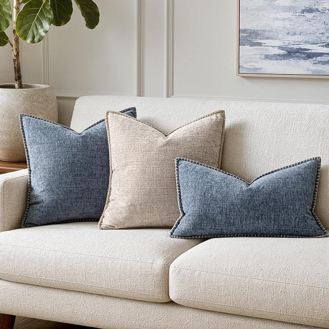 MIULEE Decorative Lumbar Throw Pillow Covers 12x20 in Dark Grey Blue 2 Pack | - Image 5