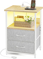 Fixwal Night Stand with Charging Station, LED Nightstand with U-S-B Ports and - Image 7