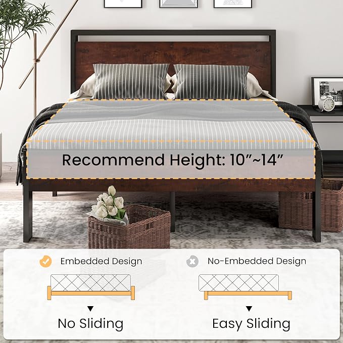 SHA CERLIN 14 Inch Full Size Metal Platform Bed Frame - Image 7