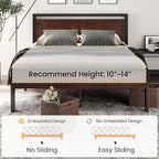 SHA CERLIN 14 Inch Full Size Metal Platform Bed Frame - Image 7